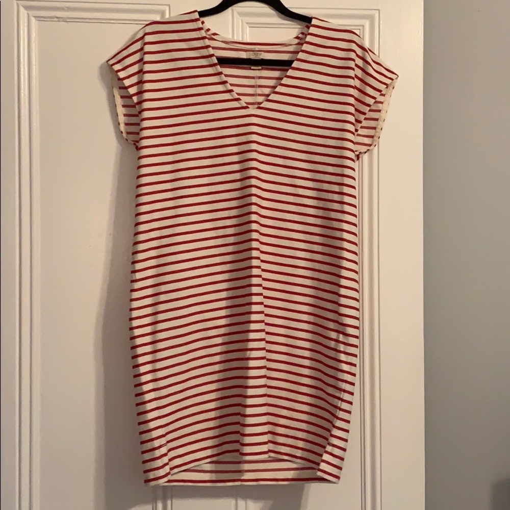 J Crew Stripe Red and White Dress